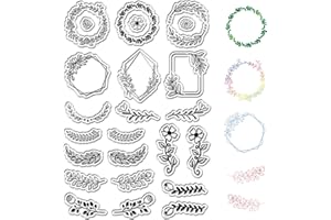 craspire Couronne Branche Tampons Clairs Fleur Plante Feuilles Cadre Réutilisable Rétro Transparent Silicone Timbre Joints pour Journalisation Fabrication de Cartes Décor DIY Scrapbooking Fournitures