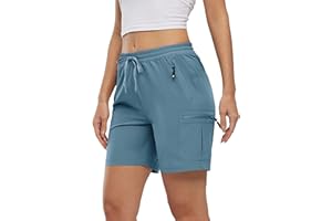 Rdruko Womens Cargo Shorts Drawstring Elastic High Waisted Summer Casual Quick Dry Outdoor Shorts for Work Travel Golf Hiking Walking Water Resistant