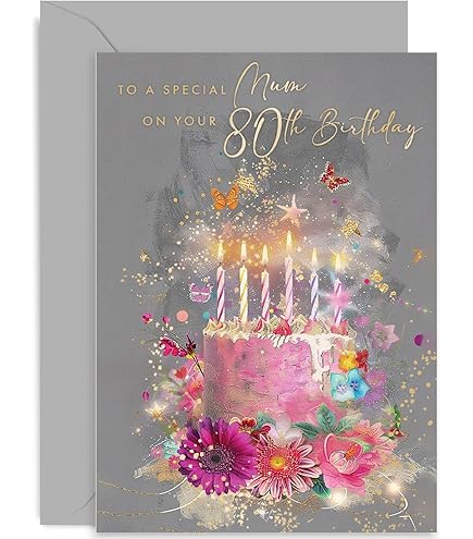 FALOGI Mum 80th Birthday Card, Happy 80th Birthday Mum Card, Mum 80 Year Old Birthday Gifts Ideas From Daughter Son - View #9