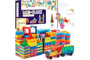 AQXONG Magnetyczne klocki konstrukcyjne dla dzieci zabawki 136 sztuk -3D magnetyczne zabawki konstrukcyjne - Edukacyjne klocki konstrukcyjne dla dzieci w wieku 3 4 5 6 7 8 lat