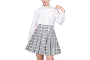Sunny Fashion Filles Jupe Beige Plissé Nœud Papillon Retour école Uniforme 6-14 Ans