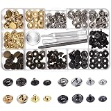 Bottoni a pressione da cucire, bottoni a pressione in metallo, bottoni a pressione per cucito, abbigliamento, argento e nero (16 mm-40 set