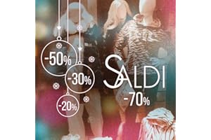 Gigio Store Adesivi Saldi Vetrofania Sconti Invernali, Adesivo Removibile per Vetrine Negozi, Sticker Adesivo per Vetro con Percentuale Sconto variabile