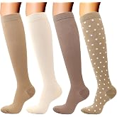 DRESHOW 4 Pairs Compression Socks for Women and Men Circulatory Better Support for Athletics, Running, Cycling, Traveling