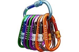 ‎MYIDEAZ MyIdeaz Karabiner Schraubkarabiner mit gefederter Verschluss, D Form Karabiner Set, 80mm große Karabinerhaken aus hochwertigem Premium Alu für Camping, Wandern