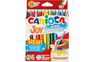 Carioca Joy - Confezione da 12 Pennarelli Joy a Punta Fine, Ideali per Disegnare e Colorare, Super Lavabili, Colori Assortiti