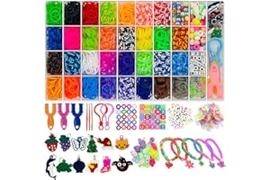 ‎DELYCAZY Delycazy 2200+ Loom Bänder Set, Loom Bänder Armbänder Selber Machen Armband Set mit Perlen, Anhänger, Charms, S-Clips und Häkelnadeln, Geschenk für Junge Mädchen