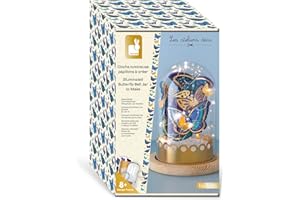 Janod - Cloche Lumineuse Papillons Bleus et Dorés à Créer - Les Ateliers Déco - Kit Loisir Créatif Enfant - Motricité Fine et Concentration - Dès 8 Ans, J07878