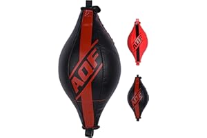 AQF Double End Speed Ball Maya Hide Leather Boxing Dodge Speed Bag Punching MMA Training Workout Floor to Ceiling Rope