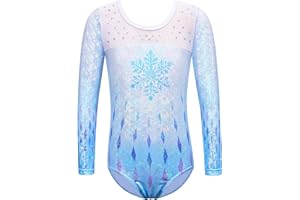ZNYUNE - Body da ginnastica da ragazza, con paillette, a maniche lunghe, in tulle, da ginnastica