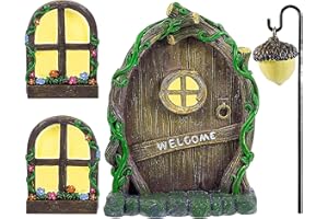 ALEMIN Puertas Hadas Jardín, Puertas en Miniatura al Aire Libre, Decoración de Árboles, Ventana y Puerta de Casa en Miniatura, Brilla en la Oscuridad, Decoración de Jardín (Vid)