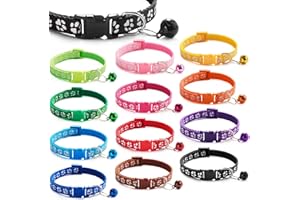 ETELIAR 12 Stück Welpenhalsbänder, Welpenhalsbänder mit Pfotenabdruck, Schnellverschluss, verstellbare Leine, Sicherheitshalsbänder für Welpen und Katzen