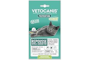 Vetocanis - Collare antiparassitario per gatti notte - Antizecche e antipulci gatto - Efficace 3 mesi - Per gatti di più di 9 mesi - Resistente all'acqua - Formulato sotto controllo veterinario