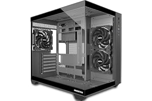 ‎MUSETEX MUSETEX Obudowa PC ATX, 3 wentylatory bez LED, fabrycznie zainstalowana obudowa komputera gamingowego, 270° Full-View Tempered Glass PC Case z type-C, Mid Tower ATX, czarna, Y6