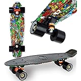 WeLLIFE Skateboard Mini Cruiser RGX Multicolor Tavola Skate 22” 56cm per Giovani Ragazzi Adulti, Ruote PU 78A con Cuscinetti 