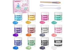 HXDZFX Edible Glitter - 12 Colours Edible Cake Decorations, Edible Glitter for Drinks, Cakes, Chocolates, Muffins, Cocktail, Cream(4g Each)