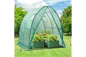 Ohuhu Gewächshaus Folientunnel Foliengewächshaus 180x180x200 cm für Winterschutz, Robustes Folientunnel Gewächshaus mit Netzfenstern, langlebige Kunststoff-PE-Abdeckung für Outdoor, Grün