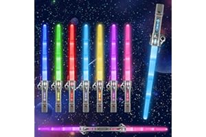 Moocuca Lichtschwert Kinder, Laserschwert Star Wars, RGB 7 Farben Led Lightsaber mit Licht und Sound, Cosplay Spielzeug Einziehbares Laserschwert Kinder, Glühendes Light Saber