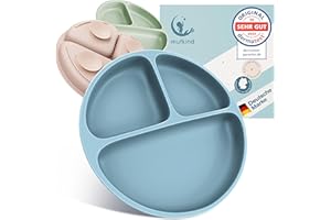 MUTKIND Baby Plates with Suction Cup - (Dermatologically Tested) Pack of 3 Children's Plates with Suction Cup - For Babies and Toddlers - 100% BPA Free - Premium Food Grade Baby Plates