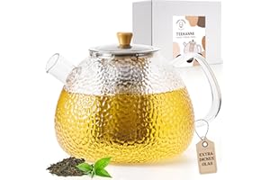 Happy Lemuro Glas Teekanne mit Siebeinsatz - 1,5 Liter - Erhöhte Glasstärke - Teekanne Glas - Teezubereiter für Losen Tee - robuster Teebereiter - Glaskanne Tee - Teegeschirr | Teezubehör