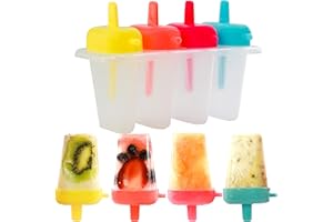 D.A.Y. REPUBLIC 4 Ice Lolly Moulds, Healthy Refreshing Fruit Treat Maker with Sticks and Drip Guards, Ideal Summer Kitchen Activity with Children, DIY Popsicle, Great for Frozen Yogurt, Juice, Smoothies, Milkshake