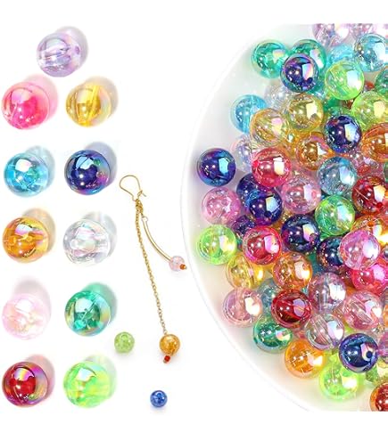 SUNNYCLUE 10 Stili 60 Pezzi 20mm Perline Nere Kit Perline Bubblegum Grandi Grandi Strass Focali Acrilico Carino Strass Bolla Caramelle Distanziatore Fantasia per Perline Penna Artigianato Portachiavi