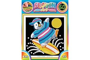 MAMMUT 8141328 - Sequin Art Paillettenbild Pinguin, Steckbild, Komplettset mit Styropor-Rahmen, Bildvorlage, Pailletten, Steckstiften und Anleitung, Bastelset für Kinder ab 5 Jahre