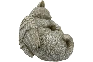 G&H DECOR Garden & Home Decor – Cat Memorial Statue - Hand Painted 16cm Sleeping Angel Kitten Figurine - Pet Remembrance Ornament with Intricate Detail - Frost and Fade Resistant Cats Loss Lawn Sculpture Gift