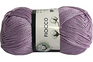 filati italiani Cotone Fiocco. 100% Cotton, 50g (125m) per Uncinetto e Maglieria (Lilla - 7410)