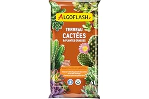 Algoflash Terreau Cactées et Plantes Grasses, Utilisable en Agriculture Biologique - 6 L, Marron