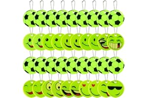 WYTNB 40 sztuk bezpiecznych odblaskowych zawieszek, odblaskowy zawieszka piłkarska, zawieszka do plecaka odblaskowa, odblaskowe zawieszki dla dorosłych i dzieci, odblaskowe zawieszki z uśmieszkami do