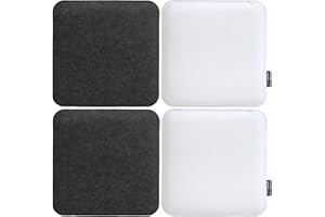 DuneDesign 4 Cojines de Fieltro de Silla 35x35x2,5cm Cuadrado Antracita Blanco