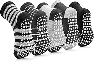 KOWAYI Chaussettes Antidérapantes Enfants Garçon Fille Bébé Basses Hautes Coton Socquettes Lot de 5
