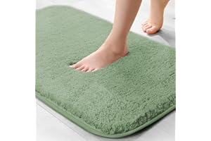 wyewye Tappetino da bagno in microfibra, 2 cm, super assorbente, 40 x 60 cm, verde chiaro