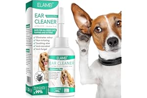 GMOLARSUSCO Dog Ear Drops Treatment for Yeast Infection, itching and Odour, Dog Ear Cleaner or Puppy, Cats and Dogs, Sensitive Canine and Feline Care Solution, Antibacterial & Antiseptic 60ML