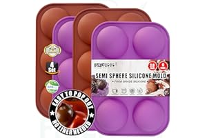 RUGVOMWM Stampo in silicone a 6 cavità, semisfera, stampi da forno in silicone per realizzare cioccolato, torte, gelatine, mousse a cupola, diametro 5,1 cm, 4 pezzi