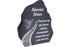 ONLINESTREET Black And White Stairway To Heaven Special Sister Tribute Detail Rock Memorial Grave Plaque
