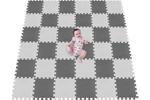 MSHEN Alfombra Puzzle para Niños Bebe Infantil - Suelo de Goma EVA Suave. 36 Piezas (30 * 30 * 1cm),Blanco - Gris- ALg36