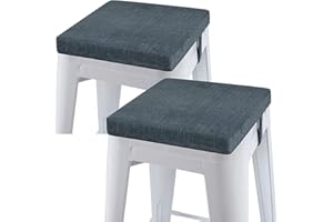 baibu 12x12 Inches Stool Cushion Square with Ties Set of 2, Non-Slip Bar Stool Cushion Square Seat Cushion with Machine Washable Cover - 2 Cushions Only (Dark Grey, 12x12x1.5in)
