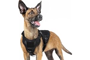 rabbitgoo Arnes Táctico Perro Grande Arnes Antitirones Militar Malla Transpirable Chaleco para Adiestramiento con 2 Anillos Ajustables con Técnica Molle para Adiestrar, Caminar, Cazar Negro S