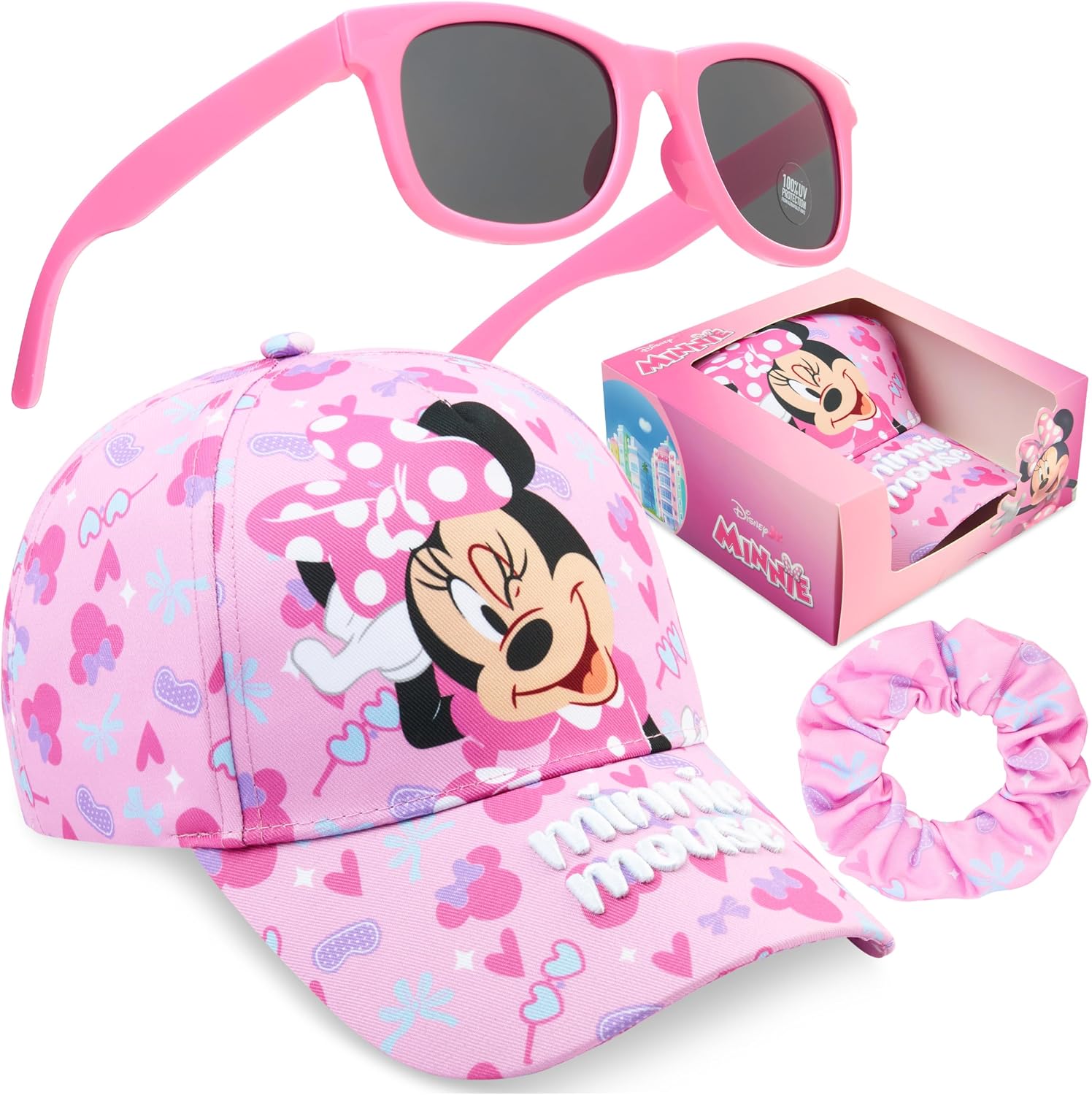 Patrulla Canina | Frozen | Princesas Disney | Minnie Mouse | Barrio Sesamo Gorra Niña con Gafas de Sol UV400 y Coletero Set, Accesorios Niña de Verano