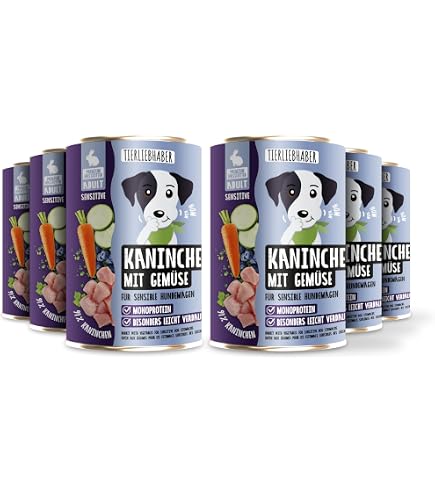 Liebesgut Bio Hundefutter Nass Kaninchen mit Gemse und Obst, extra viel  Fleisch, 6x400g, produziert in Bayern : Amazon.de: Haustier