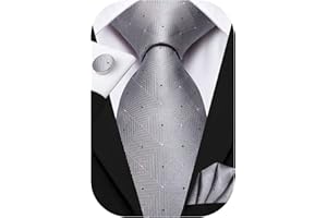 Hi-Tie Herren Krawatte Schwarz Paisley/Plaid/Streifen/Einfarbig Krawatten Set Einstecktuch Manschettenknöpfe Business Formal Hochzeit Meeting Geschenkbox in verschiedenen Farben