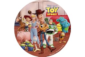Dekora, Oblea Comestible de Toy Story, Disco para Decoración de Tartas de Cumpleaños, Personajes Infantiles: Sheriff Woody, Buzz Lightyear, Mr Potato, Marcianos, Rex y Demás, Redondo 20CM