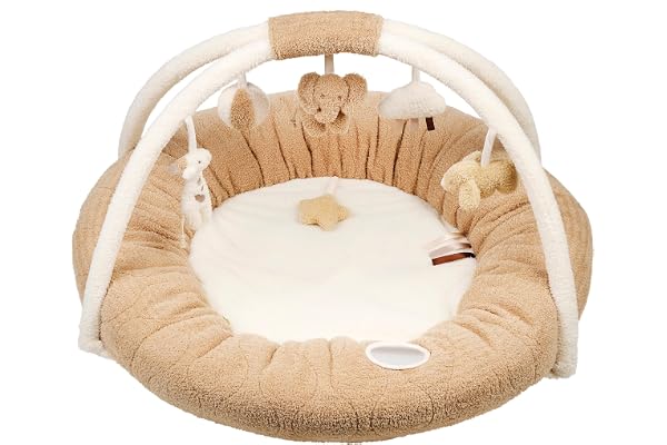 Nattou Tapis d'éveil avec Arche de jeu et différentes Activités, en polyester, env. 90 cm, Teddy, Blanc/brun clair