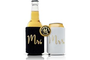 PRAZOLI PRODUCTS Prazoli Wedding Can Coolers Mr and Mrs Gifts - Just Married Decorations, Wedding Day & Honeymoon Essentials, Presents for Newlywed Gifts for Couples, Wedding Gifts for Bride to Be and Groom