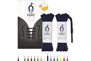 biped LACETS 2 paires de lacets ronds en coton ø 5 mm extra épais - lacets de qualité indéchirable pour chaussures en cuir, bottes et chaussures de sport - made in EU z2902(bleu marin,140 cm)