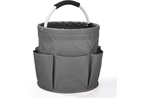 Zhufas Cestino porta Attrezzi con 6 Tasche Esterne, Borsa per la pulizia Universale,Borsa per Attrezzi da Giardino per escursioni, barbecue, casa(Grigio)