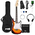 MAX GigKit Junior Guitare Électrique Enfant 3/4 Sunburst avec Ampli 20W, Housse, Sangle, Câble et Accessoires, Kit Complet Débutant Garçon ou Fille 8 à 12 Ans, Idéale pour Apprendre et s’Amuser