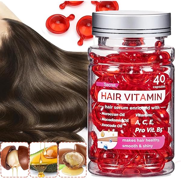 Hair Treatment Serum, Hair Vitamin Serum Capsule with Moroccan, Macadamia &  Avocado Oil, Vitamins A/C/E Restores Dry Frizzy Hair, Hydrates, Repair  Damaged and Smooth Shiny Hair, Hair Care Oil - 40PCs… :
